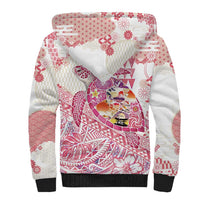 Hawaiian and Japanese Culture Together Sherpa Hoodie Tropical Honu with Japanese Elements Pink Color LT03 - Polynesian Pride