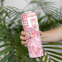 Hawaiian and Japanese Culture Together Skinny Tumbler Tropical Honu with Japanese Elements Pink Color LT03 - Polynesian Pride