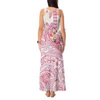Hawaiian and Japanese Culture Together Tank Maxi Dress Tropical Honu with Japanese Elements Pink Color LT03 - Polynesian Pride