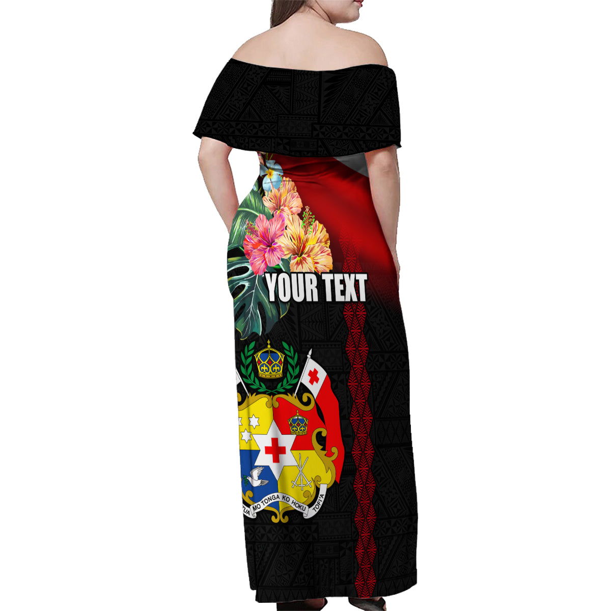 Personalised Tonga Emancipation Day Family Matching Off Shoulder Maxi Dress and Hawaiian Shirt Flag Map and Hibiscus Flower Ngatu Pattern LT03 - Polynesian Pride