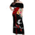 Personalised Tonga Emancipation Day Off Shoulder Maxi Dress Flag Map and Hibiscus Flower Ngatu Pattern LT03 Women Black - Polynesian Pride