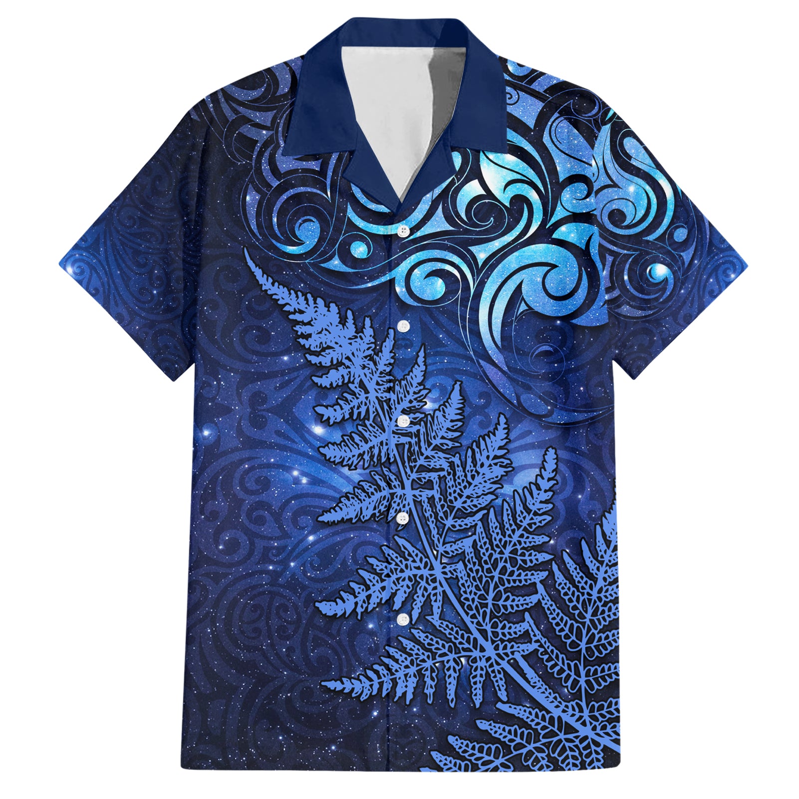 New Zealand Matariki Hawaiian Shirt Maori Pattern and Silver Fern