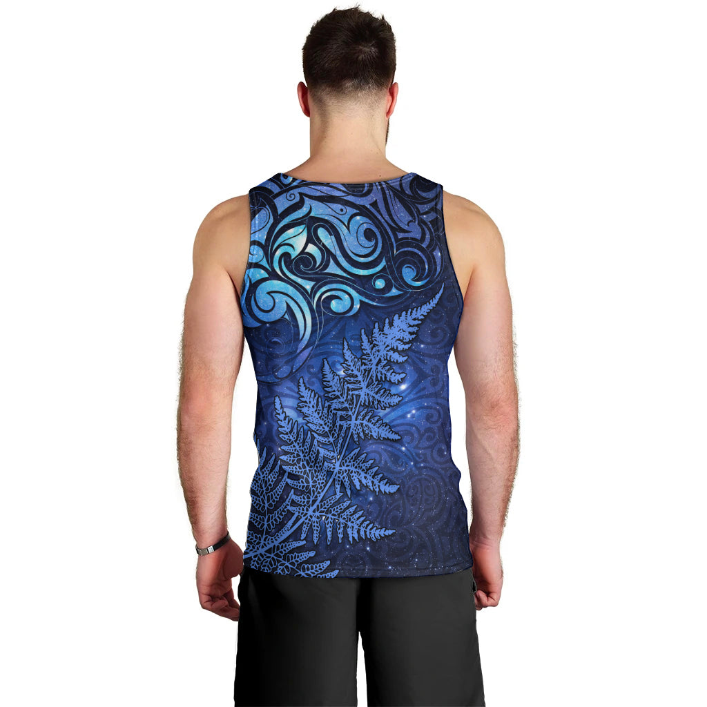 New Zealand Matariki Men Tank Top Maori Pattern and Silver Fern