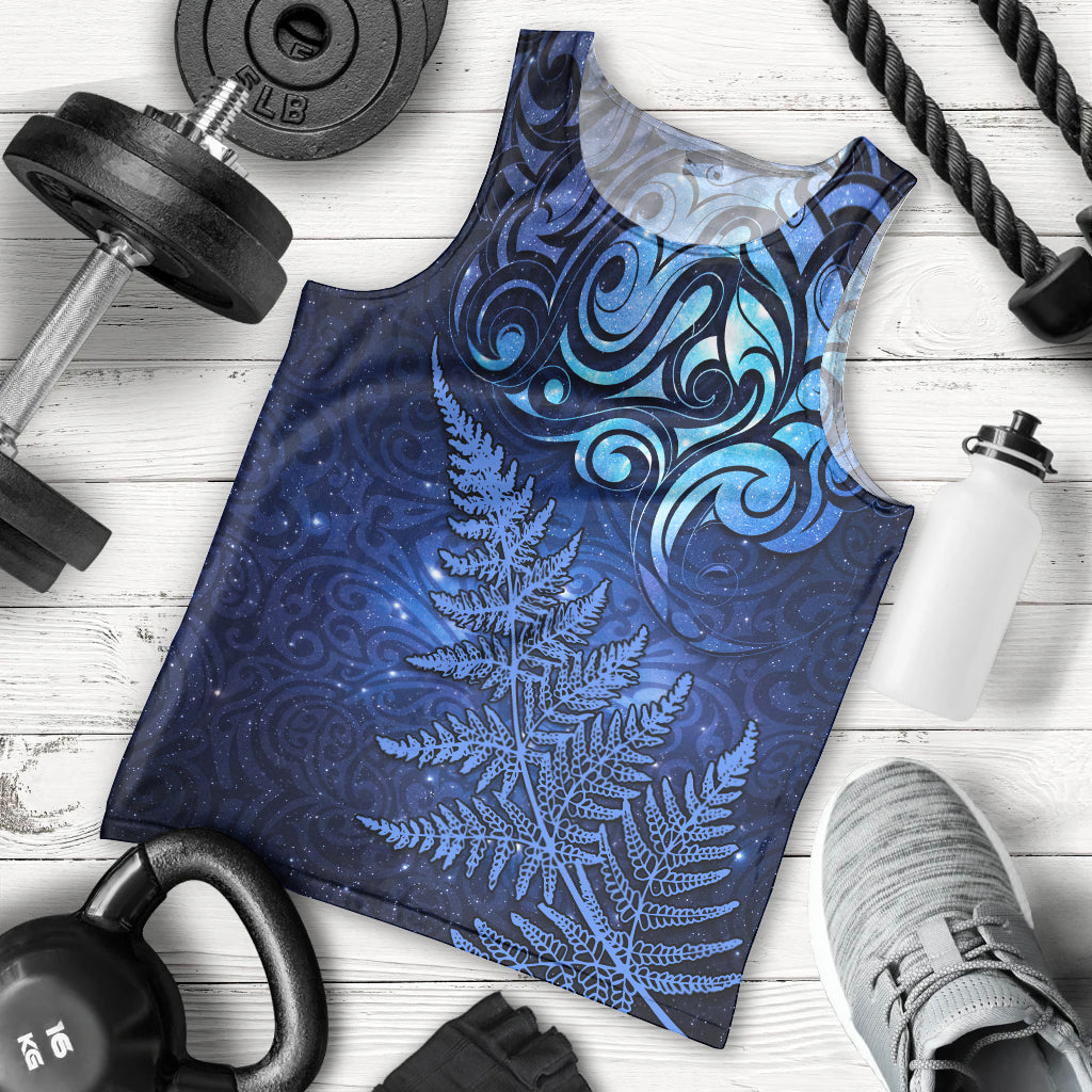 New Zealand Matariki Men Tank Top Maori Pattern and Silver Fern