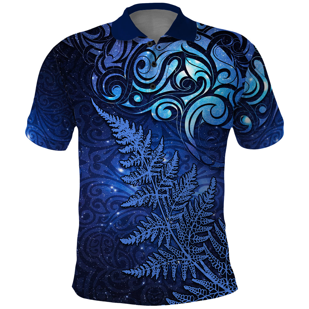 New Zealand Matariki Polo Shirt Maori Pattern and Silver Fern