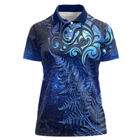 New Zealand Matariki Women Polo Shirt Maori Pattern and Silver Fern