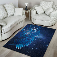 Aotearoa New Zealand New Year Area Rug Tribal Koru Tattoo Blue Galaxy Maori Silver Fern LT03 - Polynesian Pride