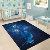 Aotearoa New Zealand New Year Area Rug Tribal Koru Tattoo Blue Galaxy Maori Silver Fern LT03 - Polynesian Pride