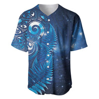 Aotearoa New Zealand New Year Baseball Jersey Tribal Koru Tattoo Blue Galaxy Maori Silver Fern