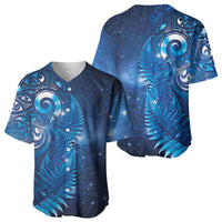 Aotearoa New Zealand New Year Baseball Jersey Tribal Koru Tattoo Blue Galaxy Maori Silver Fern