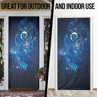 Aotearoa New Zealand New Year Door Cover Tribal Koru Tattoo Blue Galaxy Maori Silver Fern