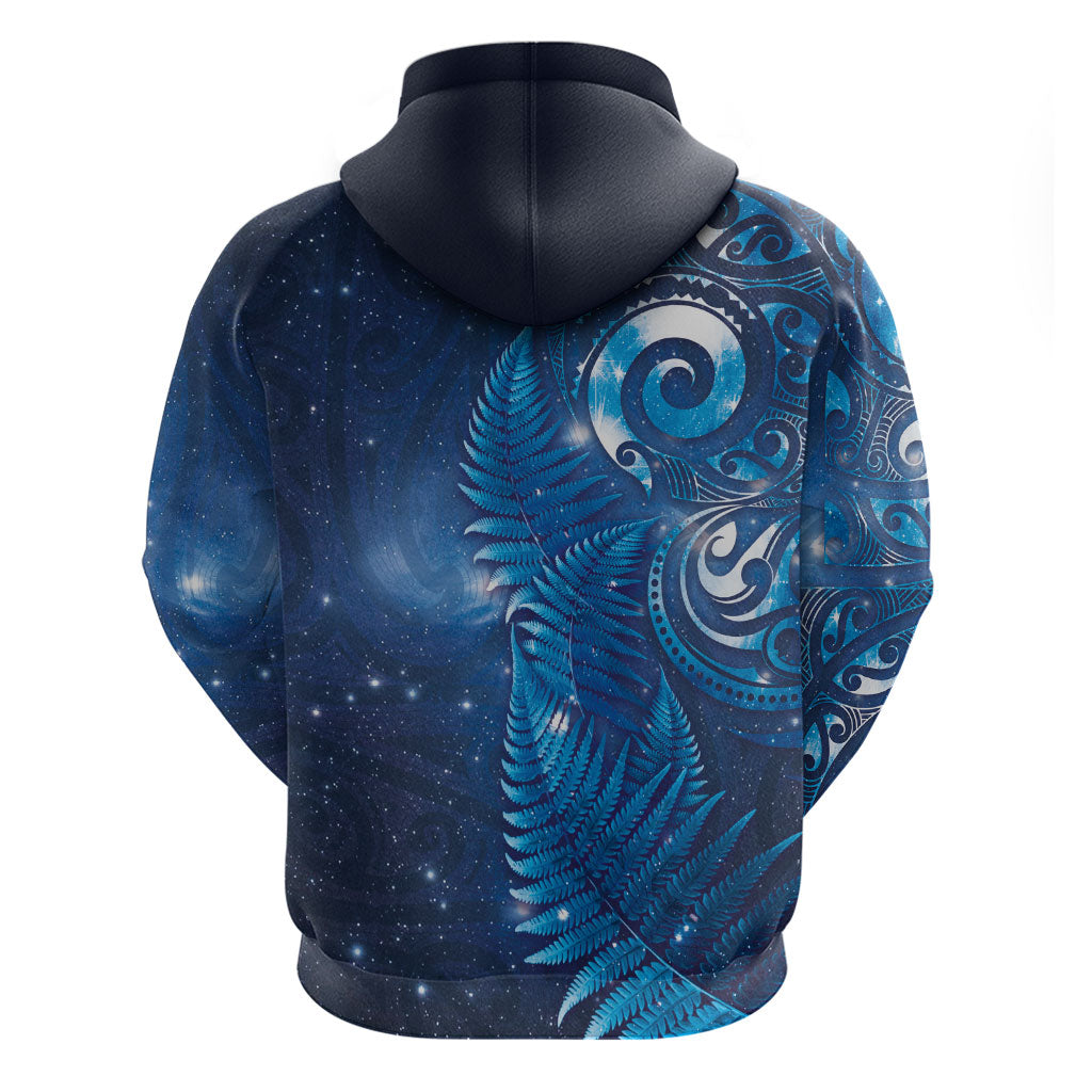 Aotearoa New Zealand New Year Hoodie Tribal Koru Tattoo Blue Galaxy Maori Silver Fern LT03 - Polynesian Pride