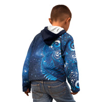 Aotearoa New Zealand New Year Kid Hoodie Tribal Koru Tattoo Blue Galaxy Maori Silver Fern LT03 - Polynesian Pride