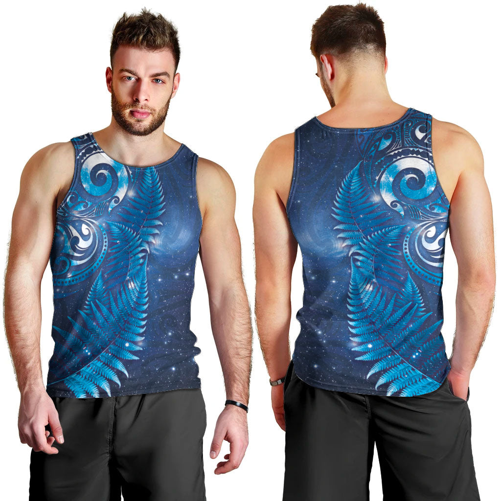 Aotearoa New Zealand New Year Men Tank Top Tribal Koru Tattoo Blue Galaxy Maori Silver Fern LT03 - Polynesian Pride