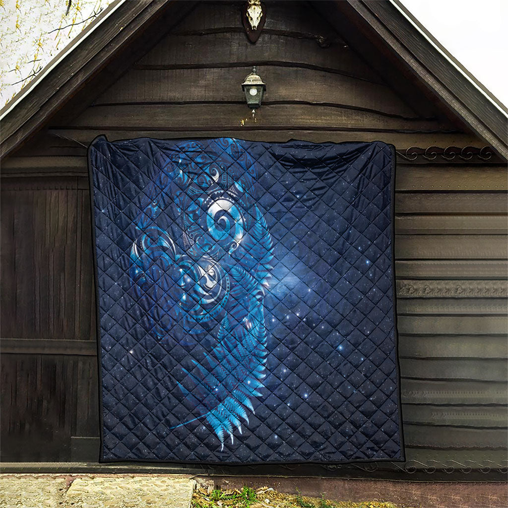 Aotearoa New Zealand New Year Quilt Tribal Koru Tattoo Blue Galaxy Maori Silver Fern