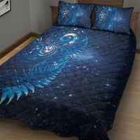 Aotearoa New Zealand New Year Quilt Bed Set Tribal Koru Tattoo Blue Galaxy Maori Silver Fern