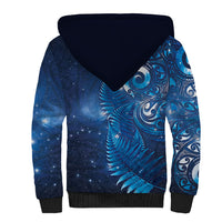 Aotearoa New Zealand New Year Sherpa Hoodie Tribal Koru Tattoo Blue Galaxy Maori Silver Fern LT03 - Polynesian Pride