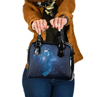 Aotearoa New Zealand New Year Shoulder Handbag Tribal Koru Tattoo Blue Galaxy Maori Silver Fern
