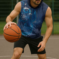 Aotearoa New Zealand New Year Sleeveless Hoodie Tribal Koru Tattoo Blue Galaxy Maori Silver Fern LT03 - Polynesian Pride