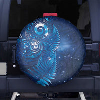 Aotearoa New Zealand New Year Spare Tire Cover Tribal Koru Tattoo Blue Galaxy Maori Silver Fern LT03 No hole Blue - Polynesian Pride