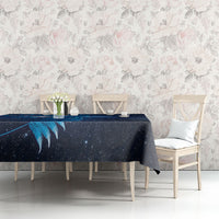 Aotearoa New Zealand New Year Tablecloth Tribal Koru Tattoo Blue Galaxy Maori Silver Fern