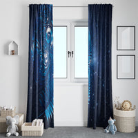 Aotearoa New Zealand New Year Window Curtain Tribal Koru Tattoo Blue Galaxy Maori Silver Fern