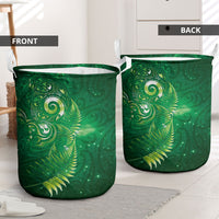 Aotearoa New Zealand New Year Laundry Basket Tribal Koru Tattoo Green Galaxy Maori Silver Fern LT03 - Polynesian Pride