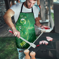 Aotearoa New Zealand New Year Apron Tribal Koru Tattoo Green Galaxy Maori Silver Fern