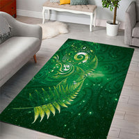 Aotearoa New Zealand New Year Area Rug Tribal Koru Tattoo Green Galaxy Maori Silver Fern LT03 - Polynesian Pride