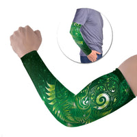 Aotearoa New Zealand New Year Arm Sleeves Tribal Koru Tattoo Green Galaxy Maori Silver Fern LT03 Set of 2 Green - Polynesian Pride