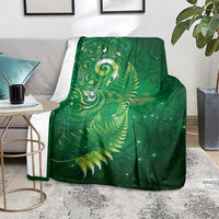 Aotearoa New Zealand New Year Blanket Tribal Koru Tattoo Green Galaxy Maori Silver Fern