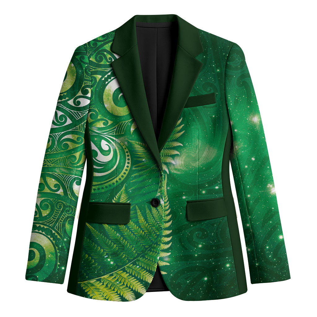 Aotearoa New Zealand New Year Blazer Tribal Koru Tattoo Green Galaxy Maori Silver Fern
