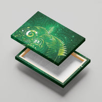 Aotearoa New Zealand New Year Canvas Wall Art Tribal Koru Tattoo Green Galaxy Maori Silver Fern LT03 - Polynesian Pride