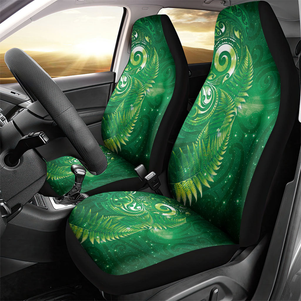 Aotearoa New Zealand New Year Car Seat Cover Tribal Koru Tattoo Green Galaxy Maori Silver Fern LT03 - Polynesian Pride