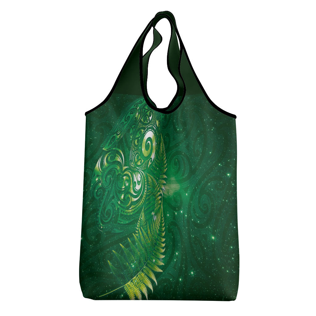 Aotearoa New Zealand New Year Grocery Bag Tribal Koru Tattoo Green Galaxy Maori Silver Fern LT03 - Polynesian Pride