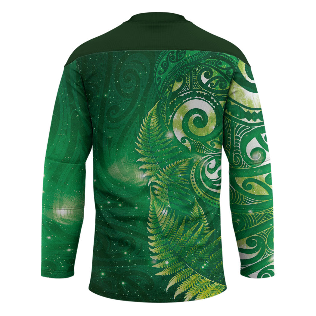 Aotearoa New Zealand New Year Hockey Jersey Tribal Koru Tattoo Green Galaxy Maori Silver Fern LT03 - Polynesian Pride