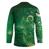 Aotearoa New Zealand New Year Hockey Jersey Tribal Koru Tattoo Green Galaxy Maori Silver Fern LT03 - Polynesian Pride