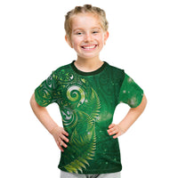 Aotearoa New Zealand New Year Kid T Shirt Tribal Koru Tattoo Green Galaxy Maori Silver Fern LT03 Green - Polynesian Pride