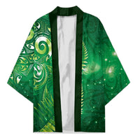 Aotearoa New Zealand New Year Kimono Tribal Koru Tattoo Green Galaxy Maori Silver Fern LT03 Unisex Green - Polynesian Pride