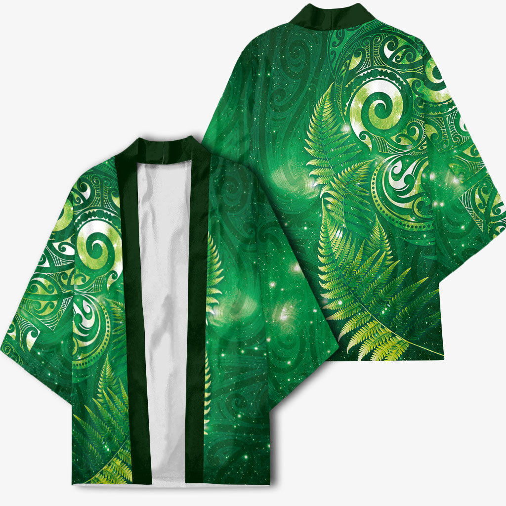 Aotearoa New Zealand New Year Kimono Tribal Koru Tattoo Green Galaxy Maori Silver Fern LT03 - Polynesian Pride