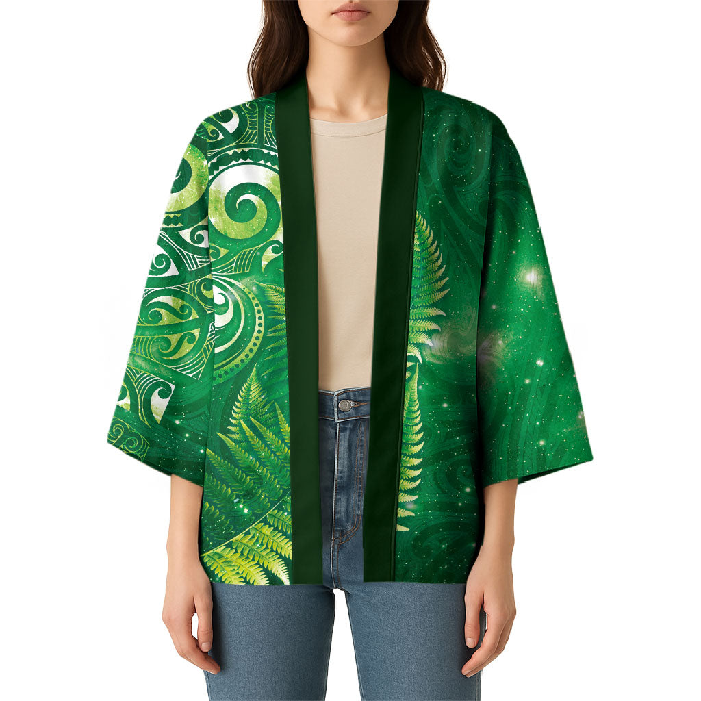 Aotearoa New Zealand New Year Kimono Tribal Koru Tattoo Green Galaxy Maori Silver Fern LT03 - Polynesian Pride