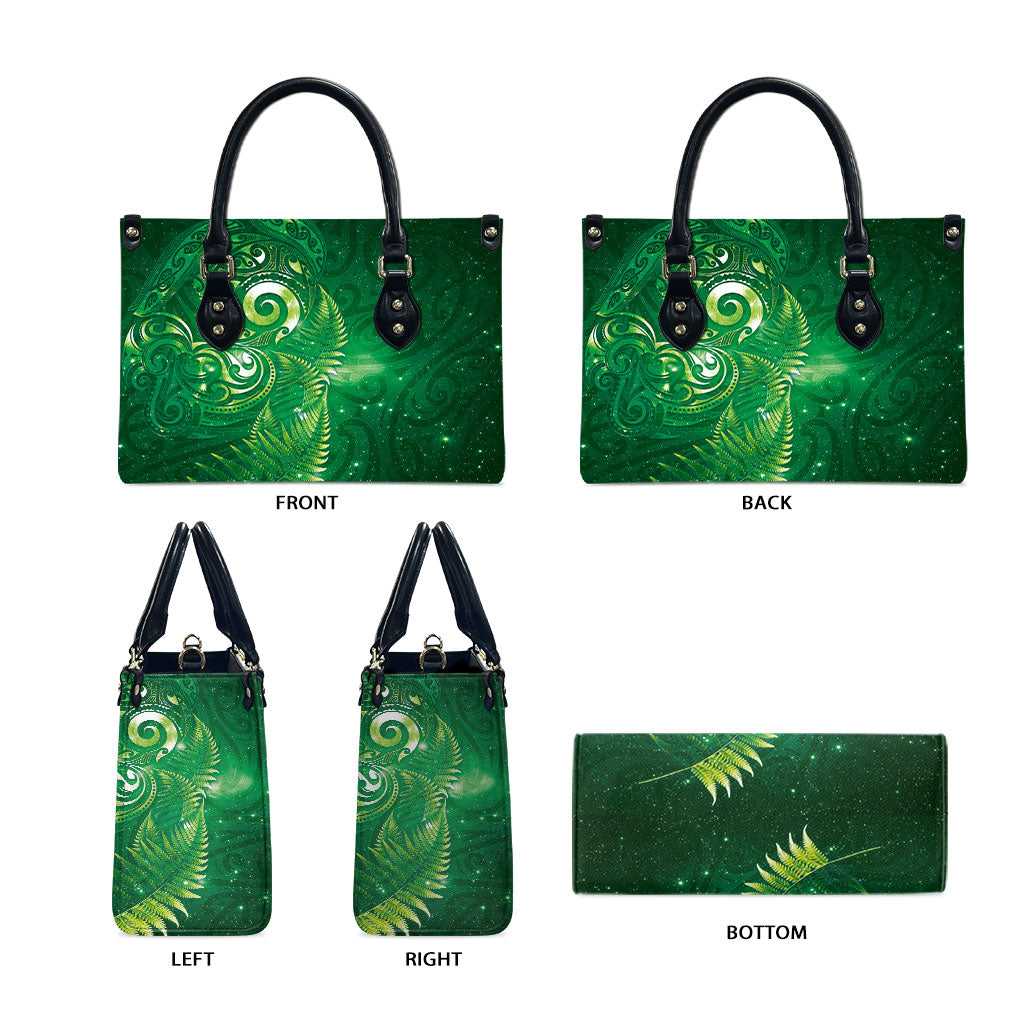 Aotearoa New Zealand New Year Leather Bag Tribal Koru Tattoo Green Galaxy Maori Silver Fern LT03 - Polynesian Pride