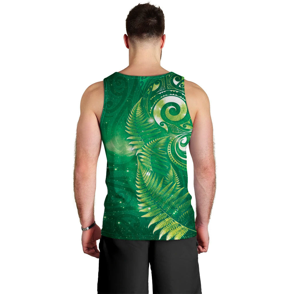 Aotearoa New Zealand New Year Men Tank Top Tribal Koru Tattoo Green Galaxy Maori Silver Fern LT03 - Polynesian Pride