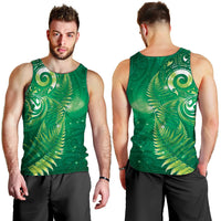 Aotearoa New Zealand New Year Men Tank Top Tribal Koru Tattoo Green Galaxy Maori Silver Fern LT03 - Polynesian Pride