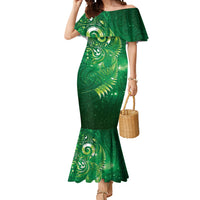 Aotearoa New Zealand New Year Mermaid Dress Tribal Koru Tattoo Green Galaxy Maori Silver Fern LT03 Women Green - Polynesian Pride