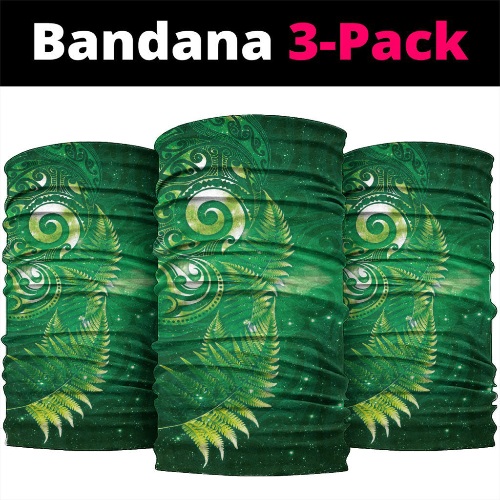 Aotearoa New Zealand New Year Neck Gaiter Tribal Koru Tattoo Green Galaxy Maori Silver Fern LT03 package One Size: 25*50cm Green - Polynesian Pride
