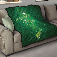 Aotearoa New Zealand New Year Quilt Tribal Koru Tattoo Green Galaxy Maori Silver Fern LT03 - Polynesian Pride