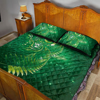 Aotearoa New Zealand New Year Quilt Bed Set Tribal Koru Tattoo Green Galaxy Maori Silver Fern LT03 - Polynesian Pride