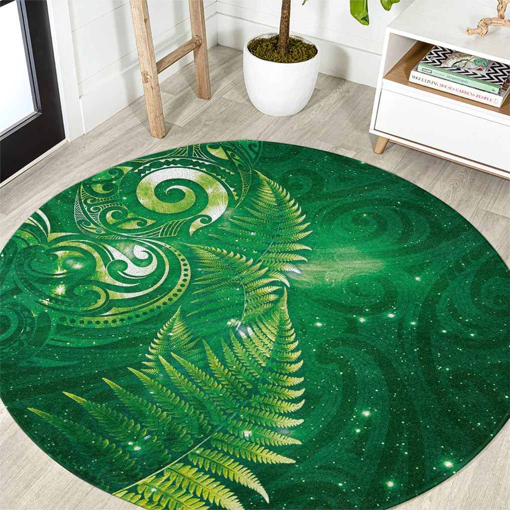 Aotearoa New Zealand New Year Round Carpet Tribal Koru Tattoo Green Galaxy Maori Silver Fern LT03 Green - Polynesian Pride