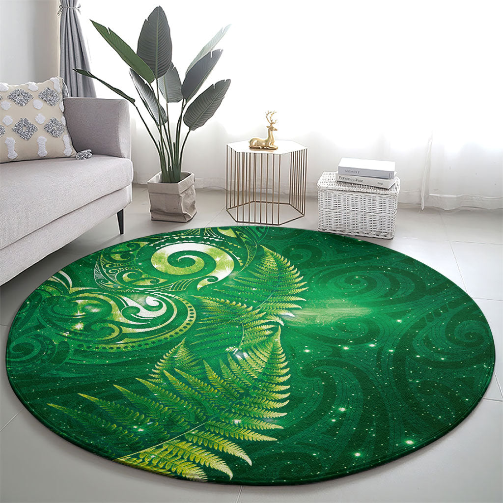 Aotearoa New Zealand New Year Round Carpet Tribal Koru Tattoo Green Galaxy Maori Silver Fern LT03 - Polynesian Pride